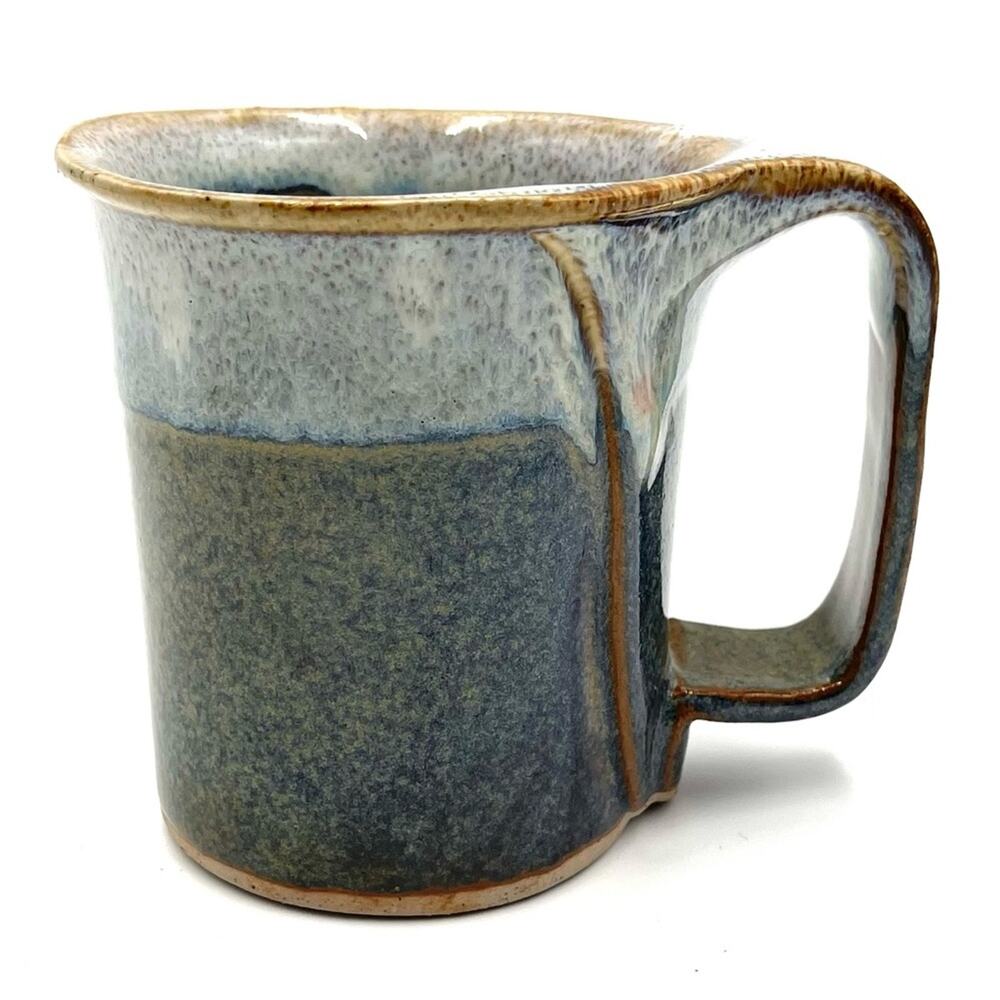 Home Decor Kitchen coffee mug ceramic art school project blue & gray-ish
